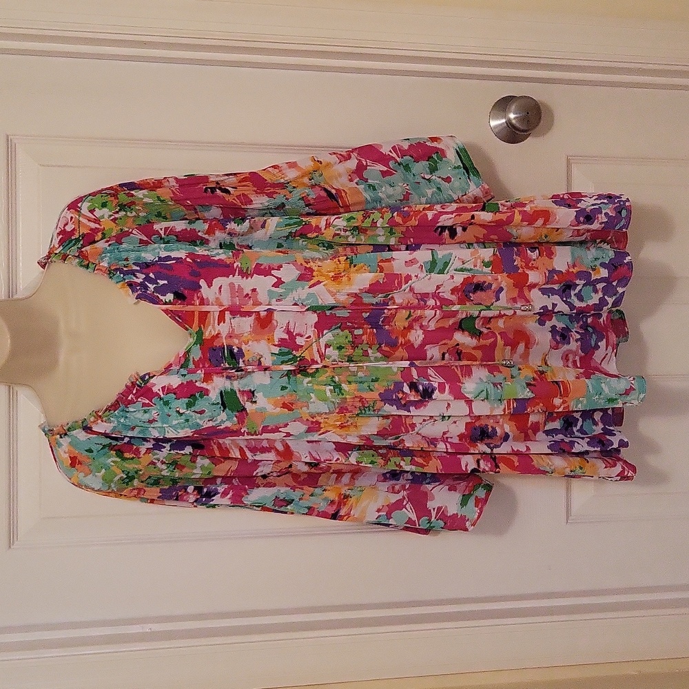 Women’s Floral V-Neck Boho Blouse in Multicolor